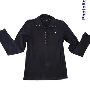 Vintage black ribbed, snap button polo jeans by Ralph Lauren